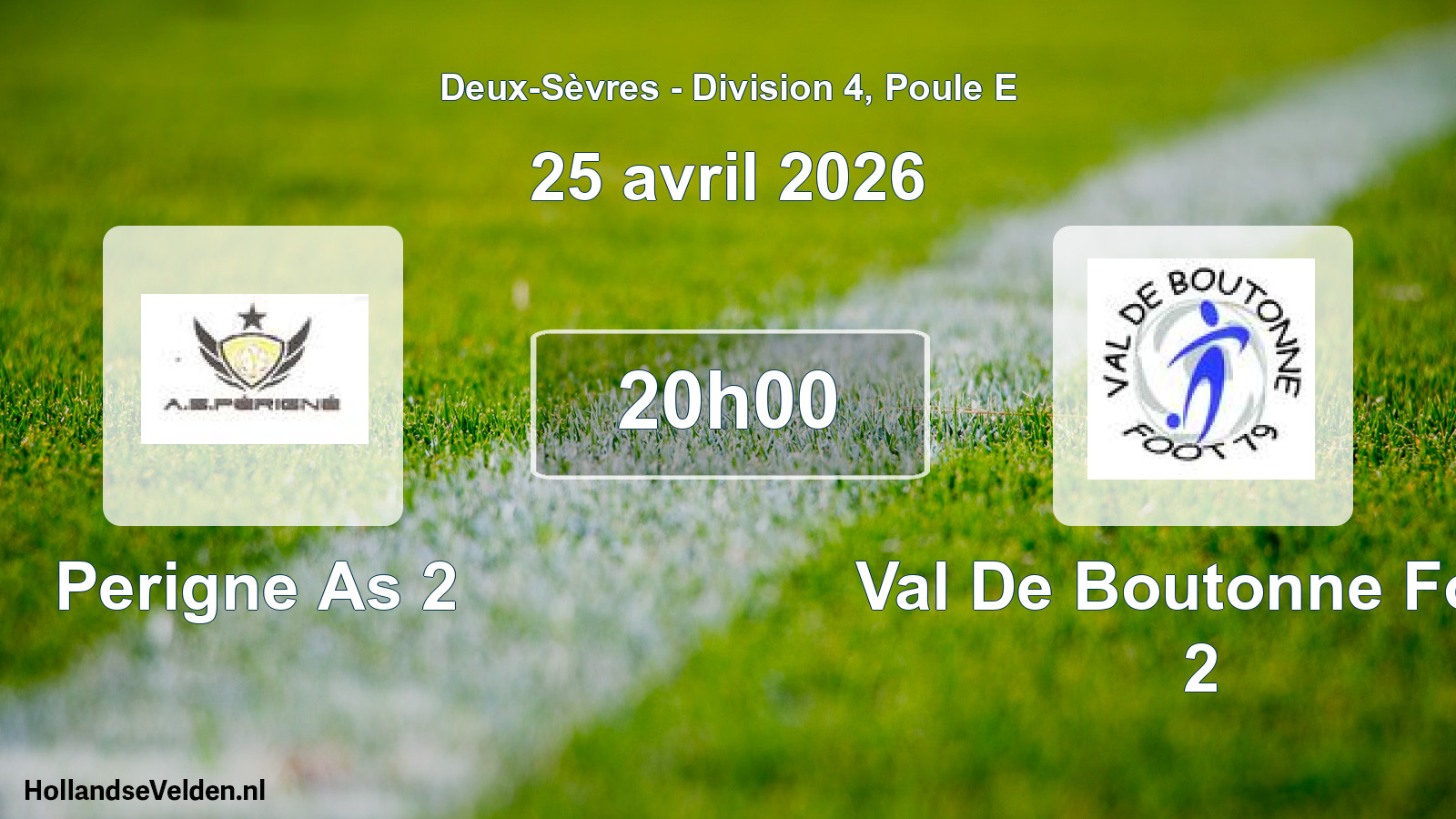 Geplande wedstrijd: Perigne As 2 - Val De Boutonne Foot 2 (25 avril 2026)