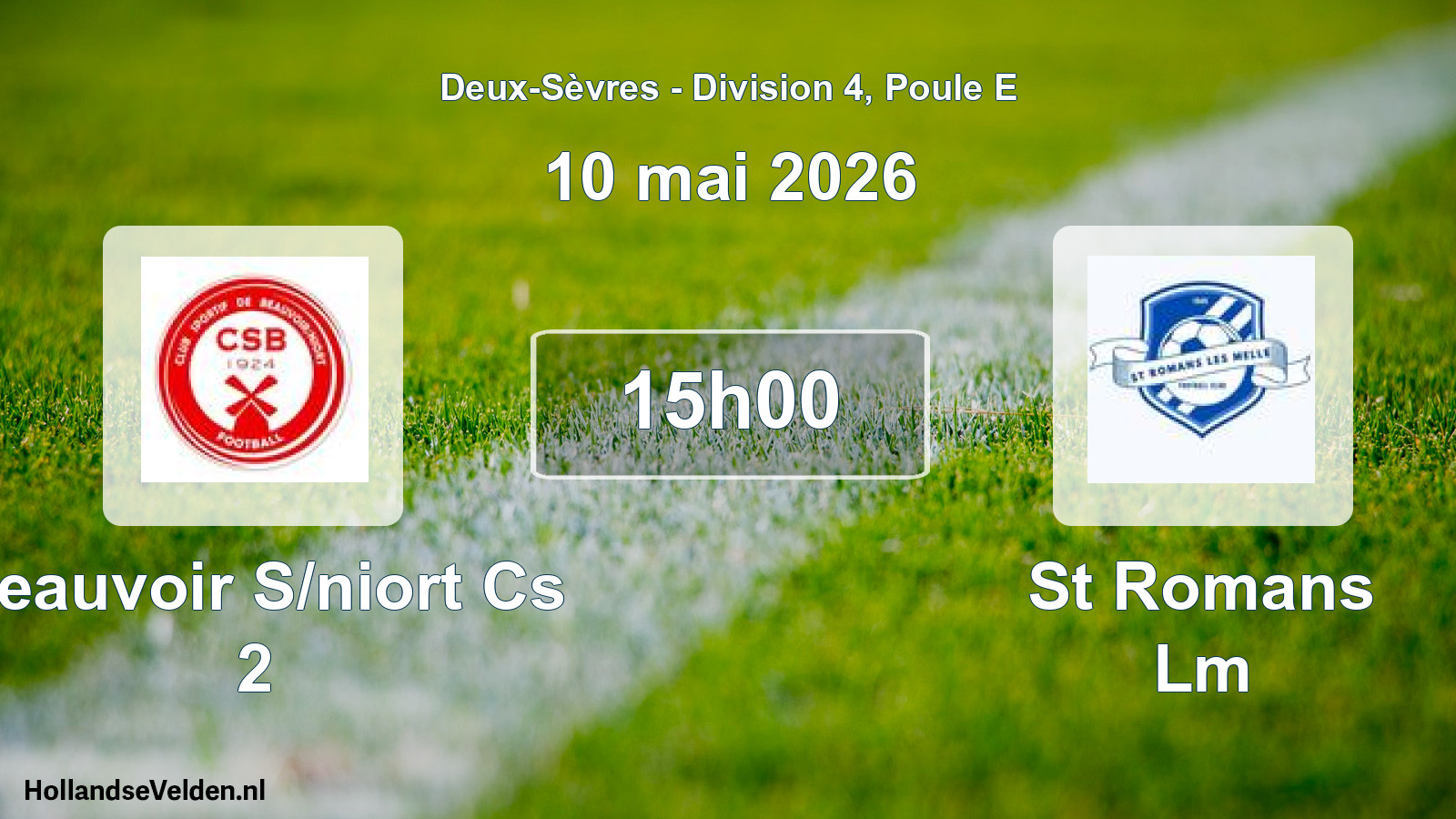 Geplande wedstrijd: Beauvoir S/niort Cs 2 - St Romans Lm (10 mai 2026)