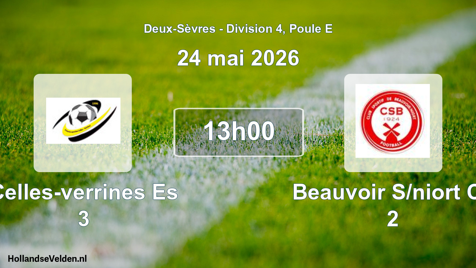 Geplande wedstrijd: Celles-verrines Es 3 - Beauvoir S/niort Cs 2 (24 mai 2026)