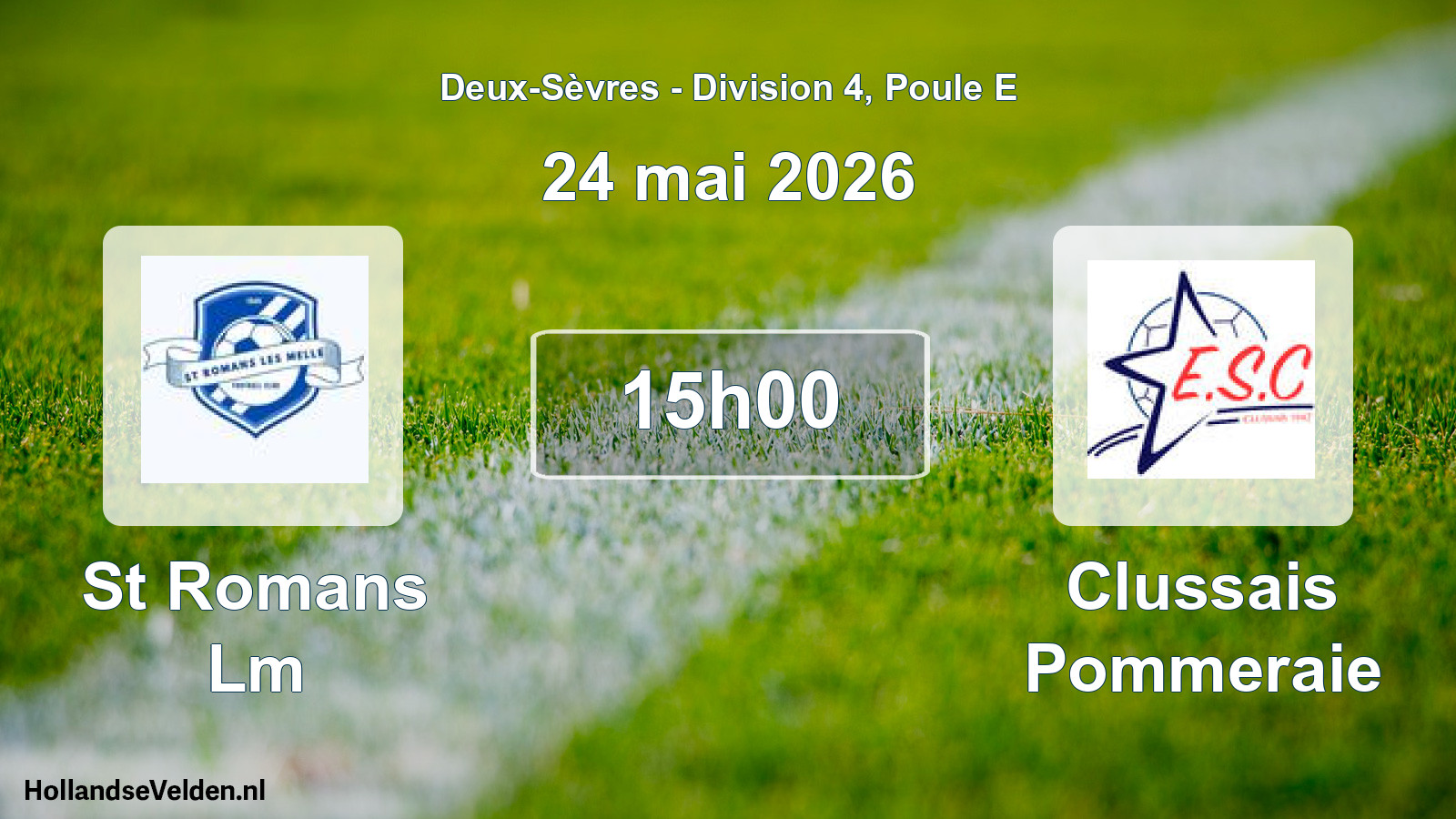 Geplande wedstrijd: St Romans Lm - Clussais Pommeraie (24 mai 2026)