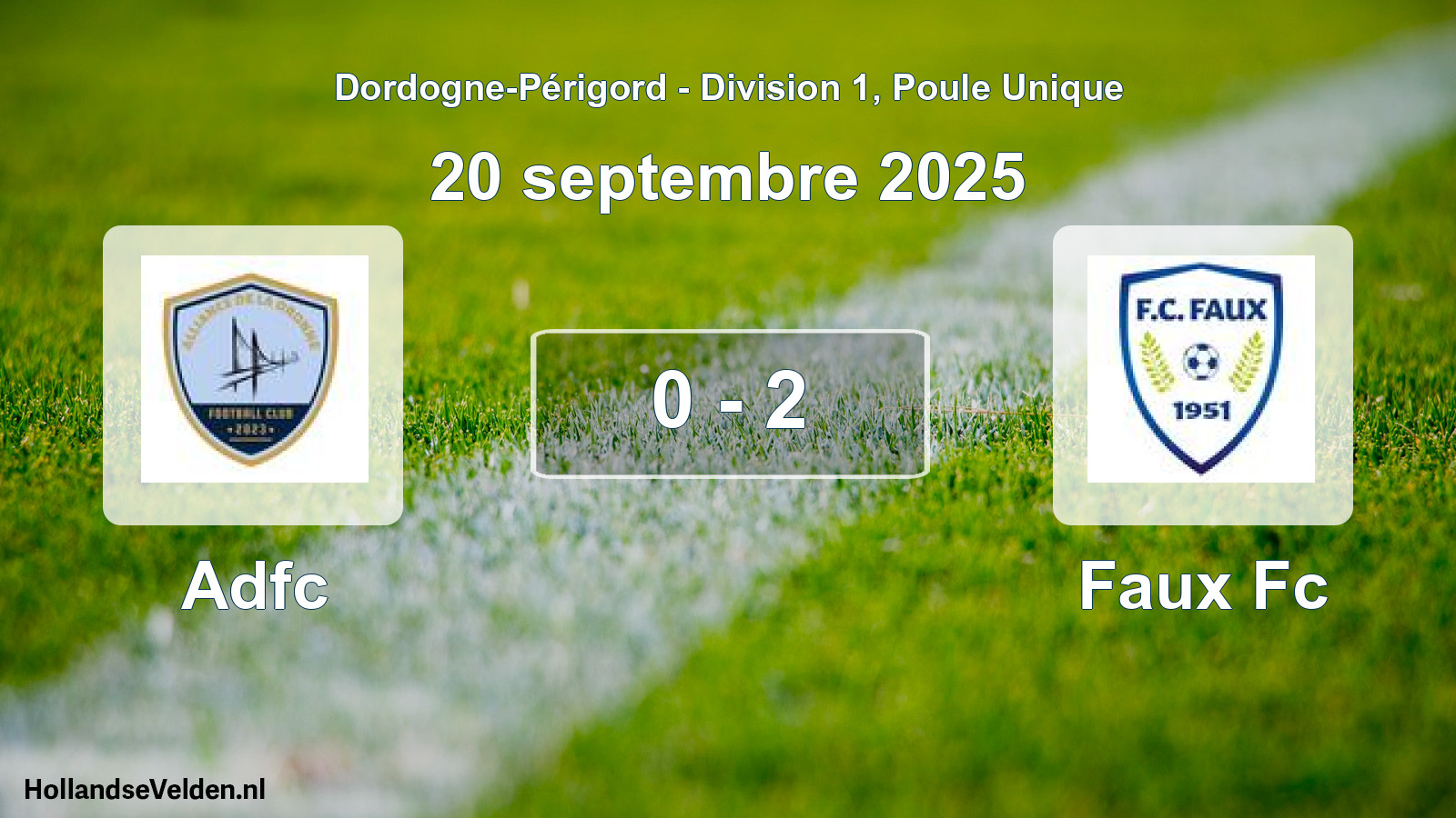 Total number of matches played: Adfc - Faux Fc 0 - 2 (20 September 2025)