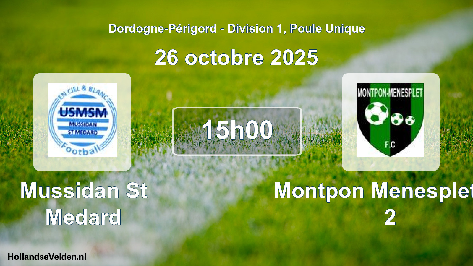 Geplande wedstrijd: Mussidan St Medard - Montpon Menesplet Fc 2 (26 oktober 2025)