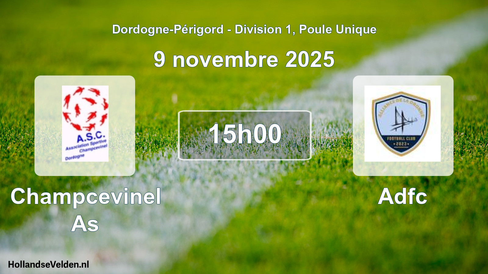 Geplande wedstrijd: Champcevinel As - Adfc (9 novembre 2025)