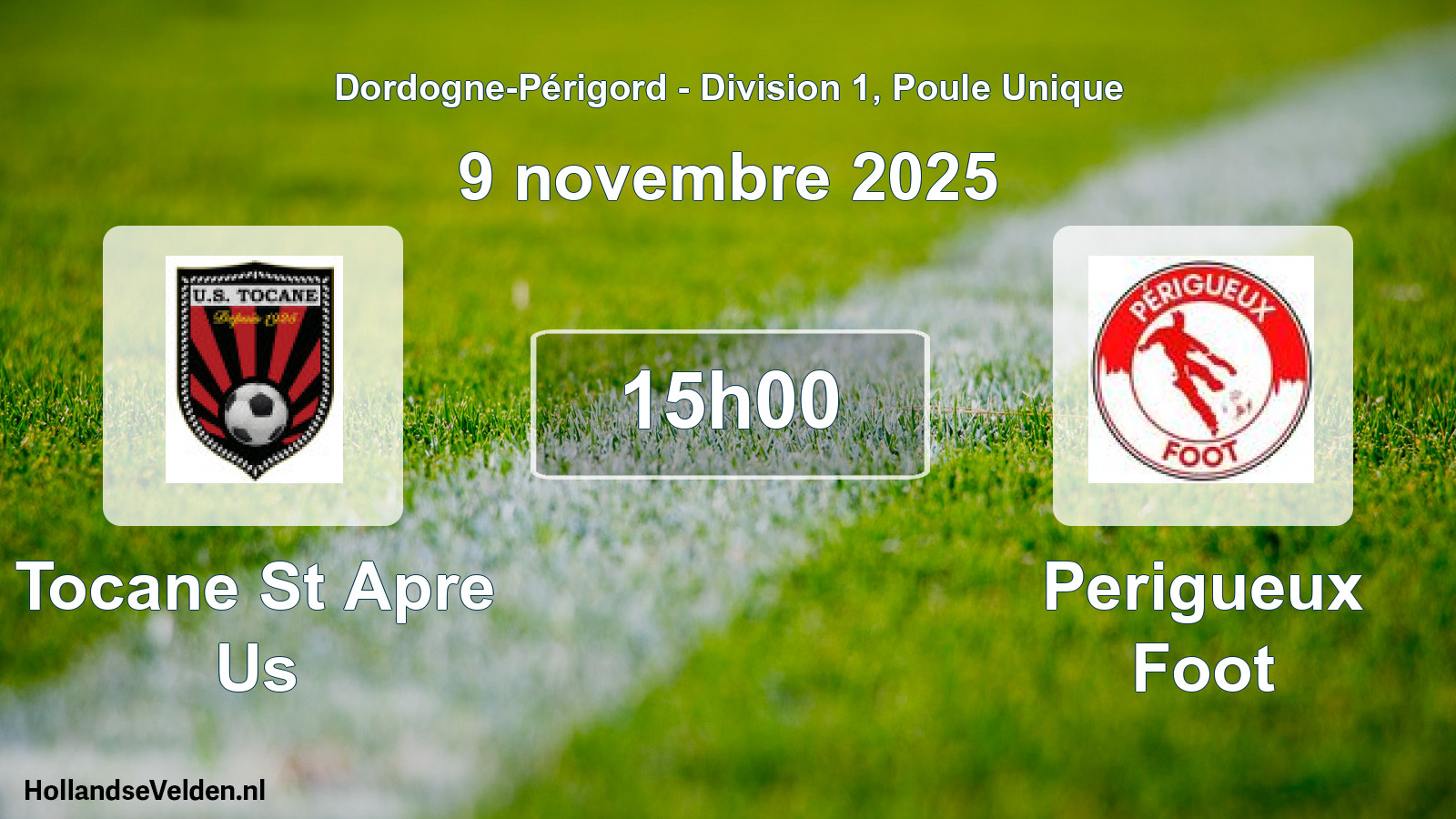 Geplande wedstrijd: Tocane St Apre Us - Perigueux Foot (9 novembre 2025)