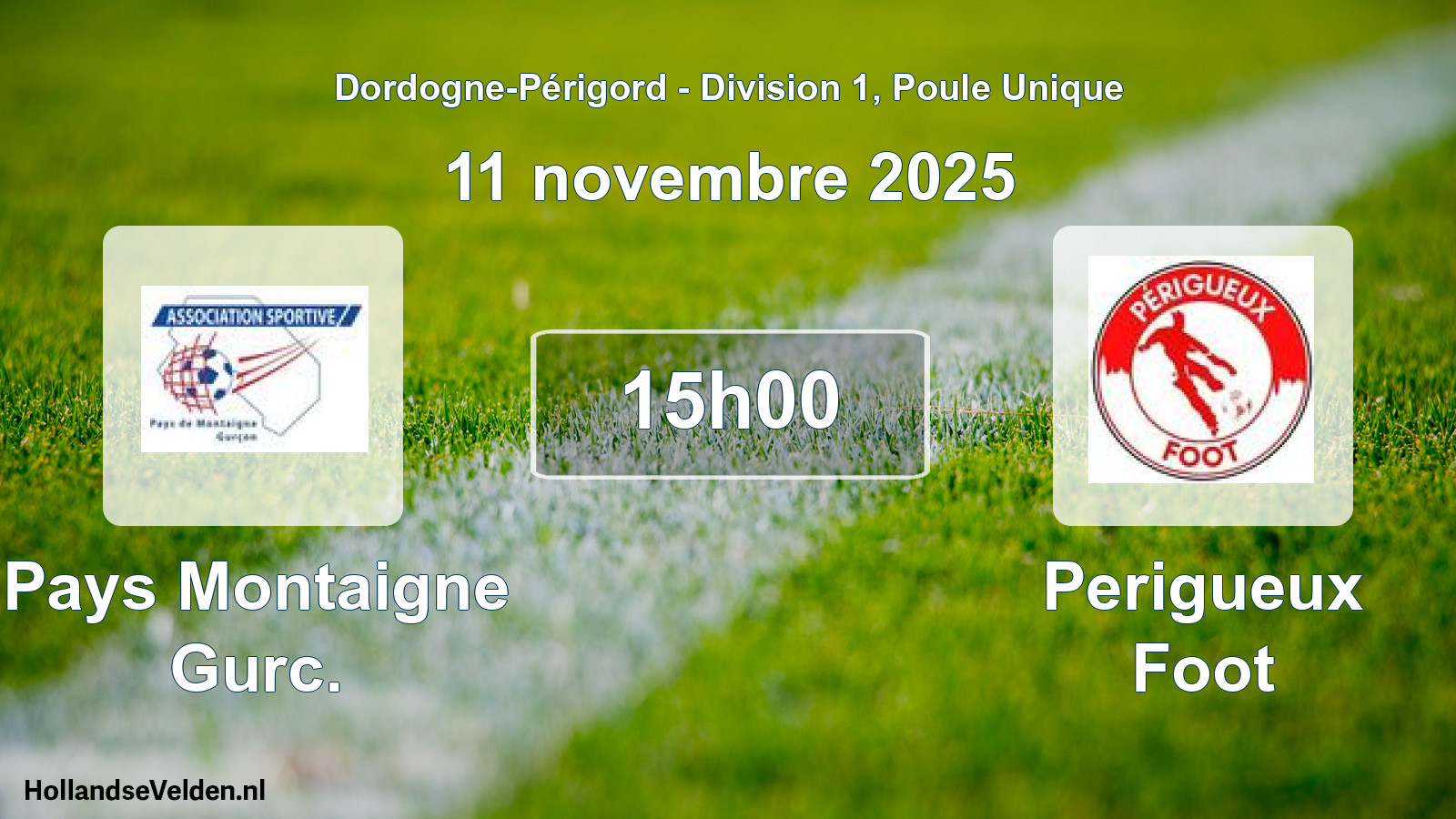 Geplande wedstrijd: Pays Montaigne Gurc. - Perigueux Foot (11 novembre 2025)