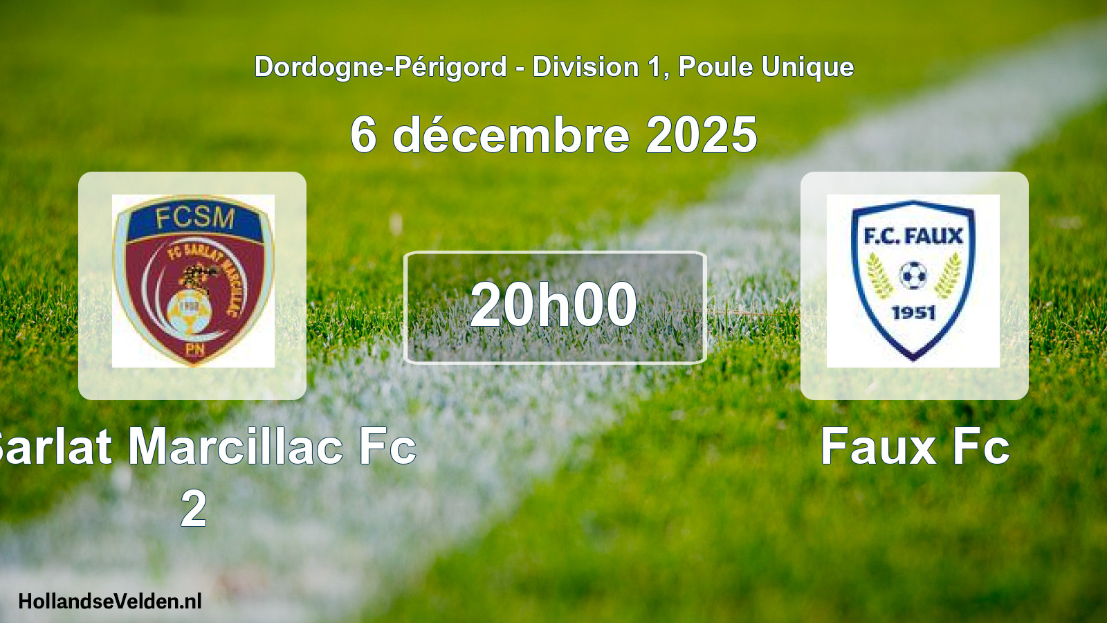 Geplande wedstrijd: Sarlat Marcillac Fc 2 - Faux Fc (6 décembre 2025)