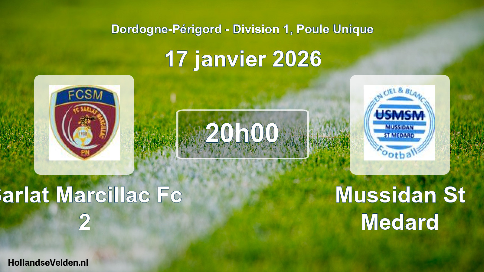Scheduled Match: Sarlat Marcillac Fc 2 - Mussidan St Medard (17 January 2026)