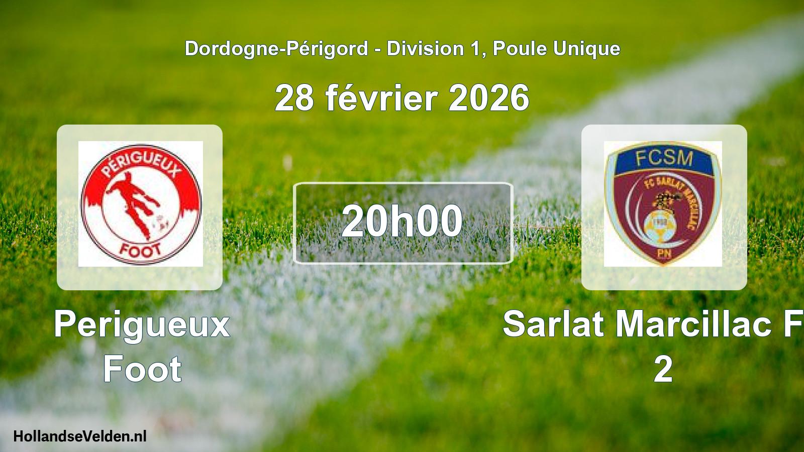 Geplande wedstrijd: Perigueux Foot - Sarlat Marcillac Fc 2 (28 février 2026)