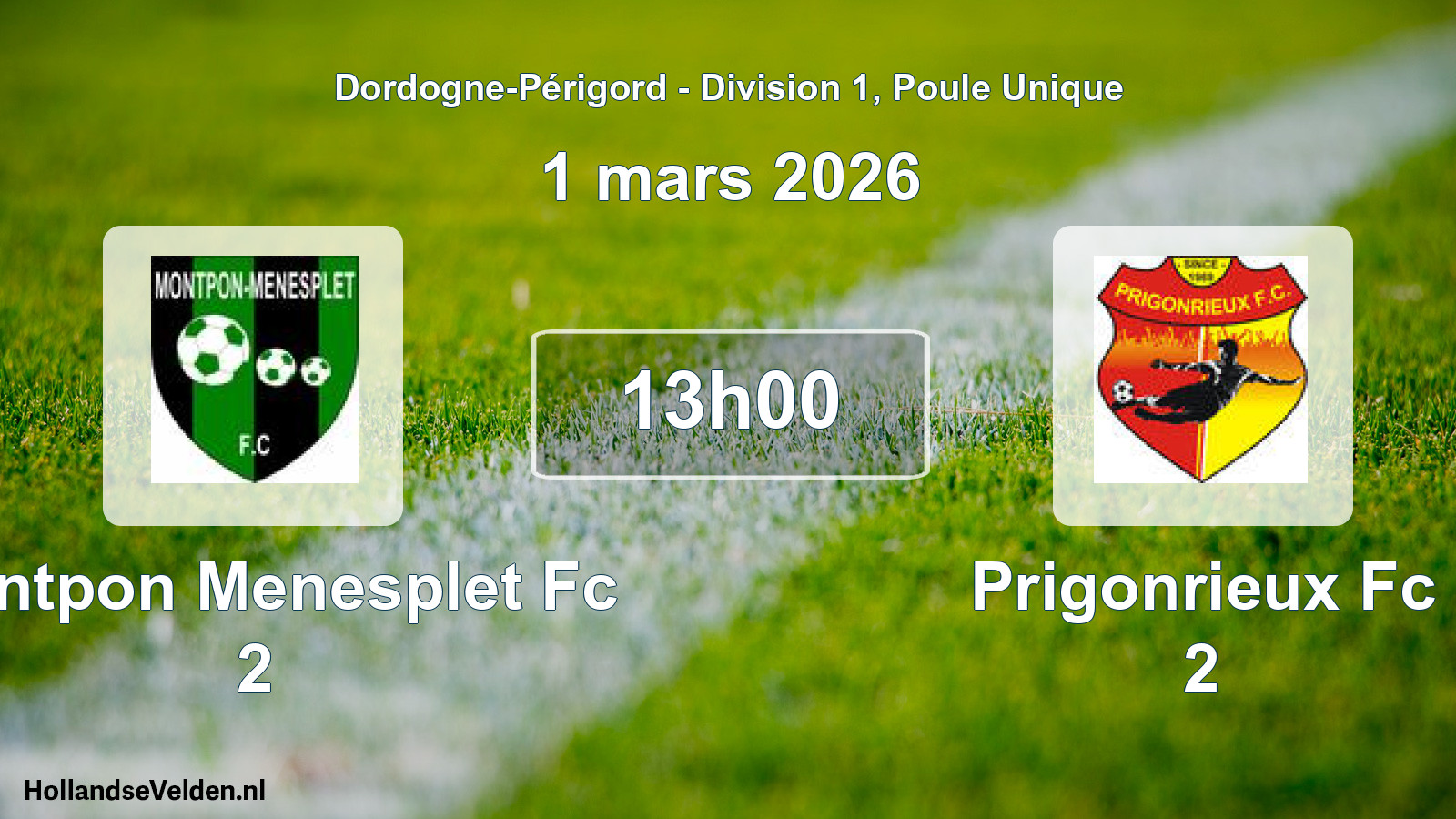 Scheduled Match: Montpon Menesplet Fc 2 - Prigonrieux Fc 2 (1 March 2026)