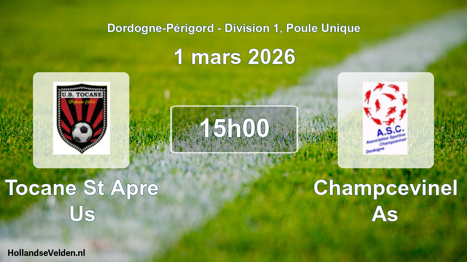 Geplande wedstrijd: Tocane St Apre Us - Champcevinel As (1 mars 2026)
