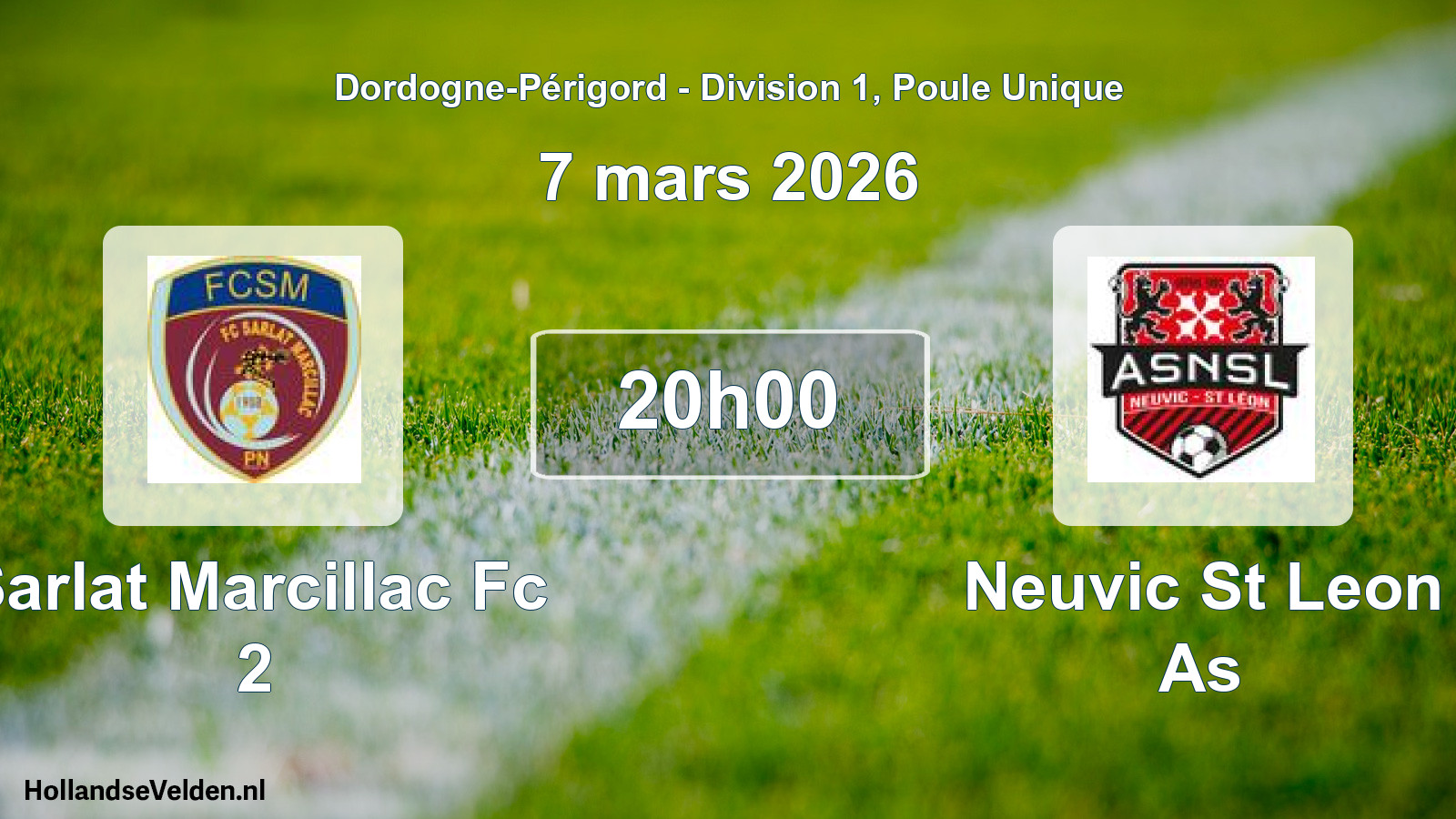 Geplande wedstrijd: Sarlat Marcillac Fc 2 - Neuvic St Leon As (7 mars 2026)