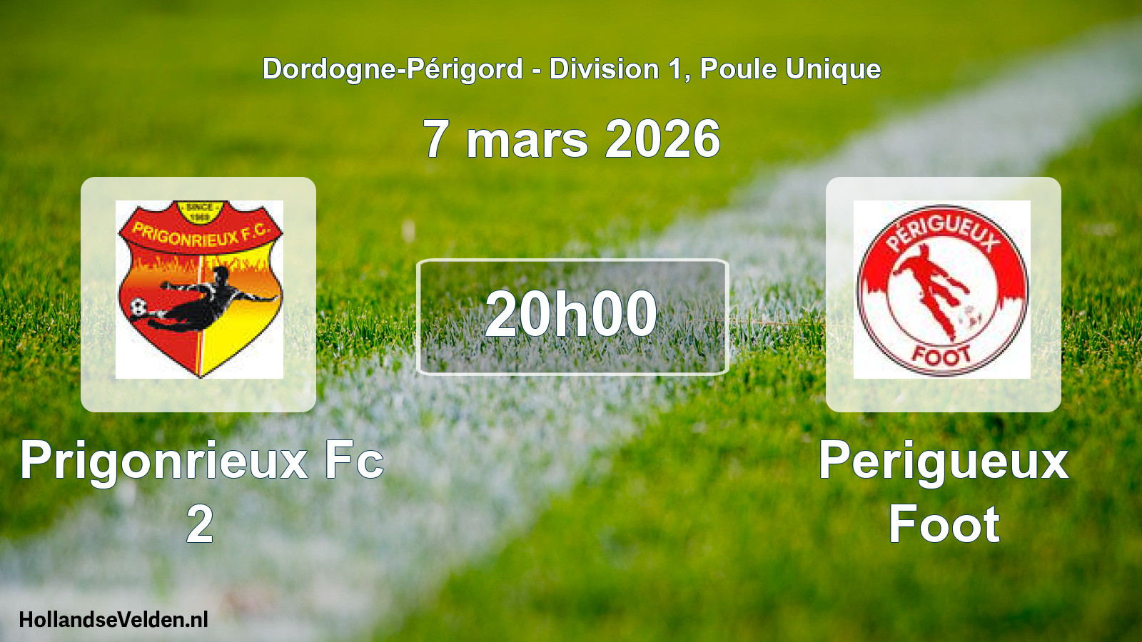 Geplande wedstrijd: Prigonrieux Fc 2 - Perigueux Foot (7 mars 2026)