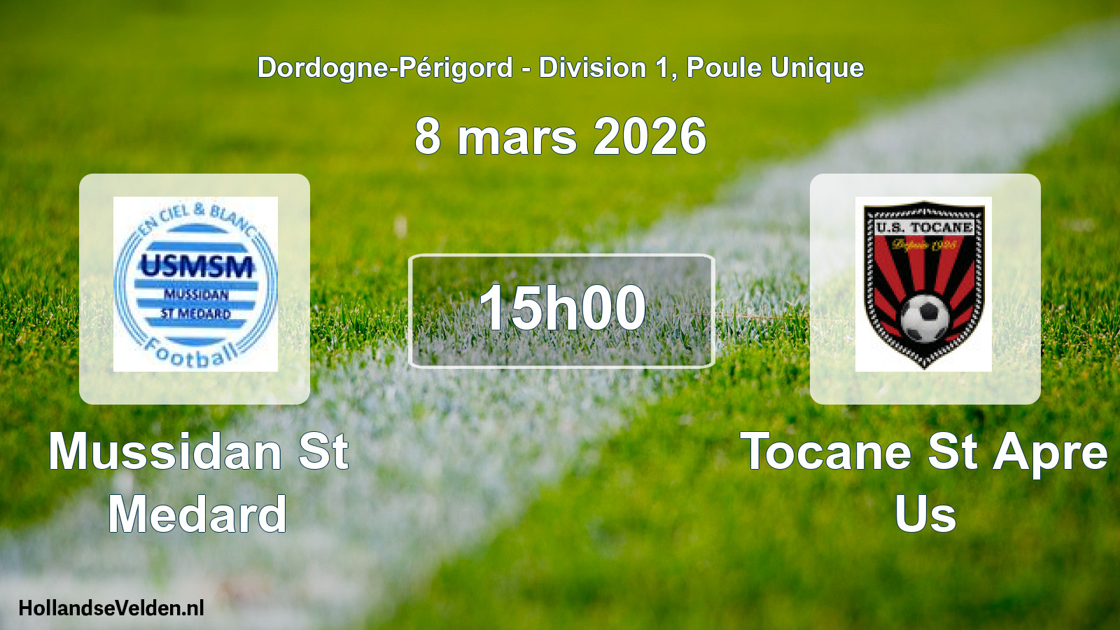 Geplande wedstrijd: Mussidan St Medard - Tocane St Apre Us (8 mars 2026)