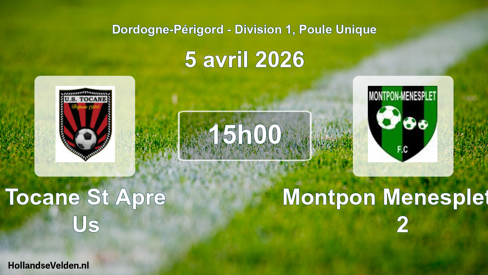 Geplande wedstrijd: Tocane St Apre Us - Montpon Menesplet Fc 2 (5 april 2026)