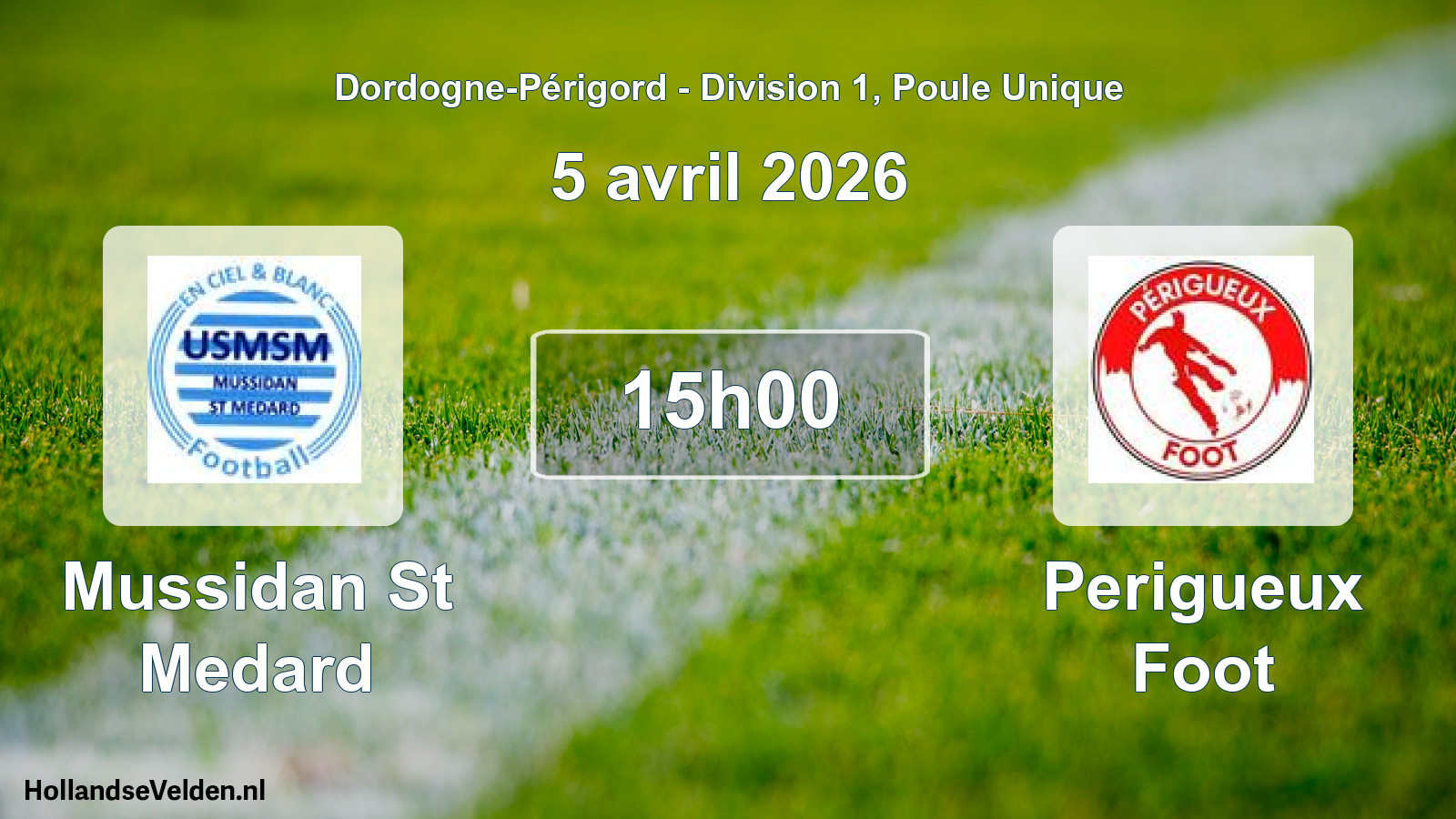 Geplande wedstrijd: Mussidan St Medard - Perigueux Foot (5 avril 2026)