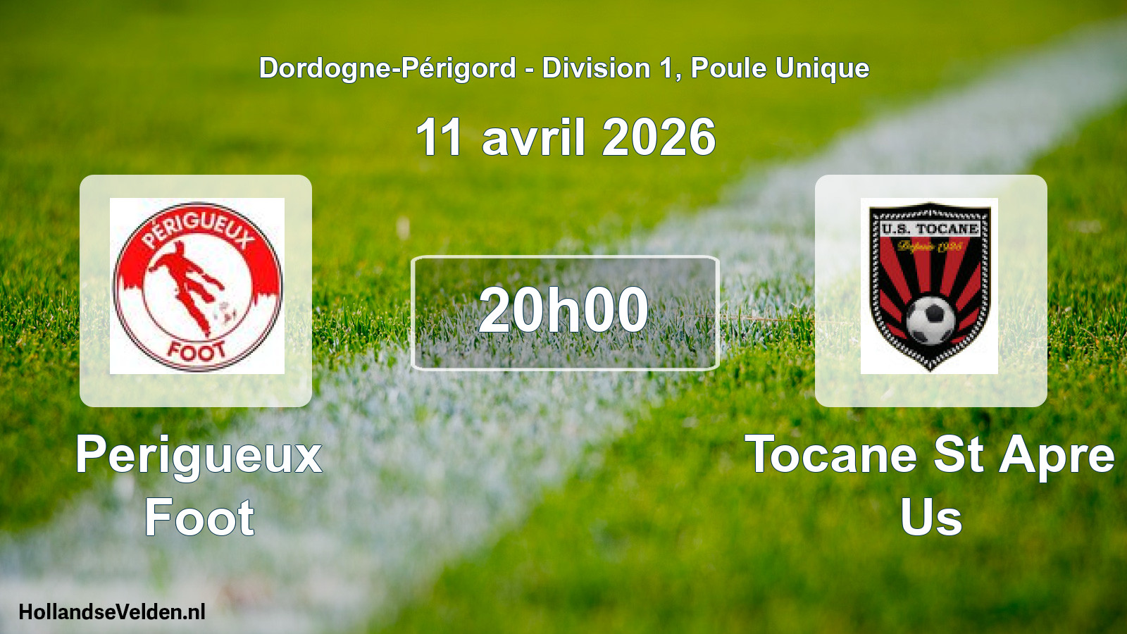 Geplande wedstrijd: Perigueux Foot - Tocane St Apre Us (11 avril 2026)