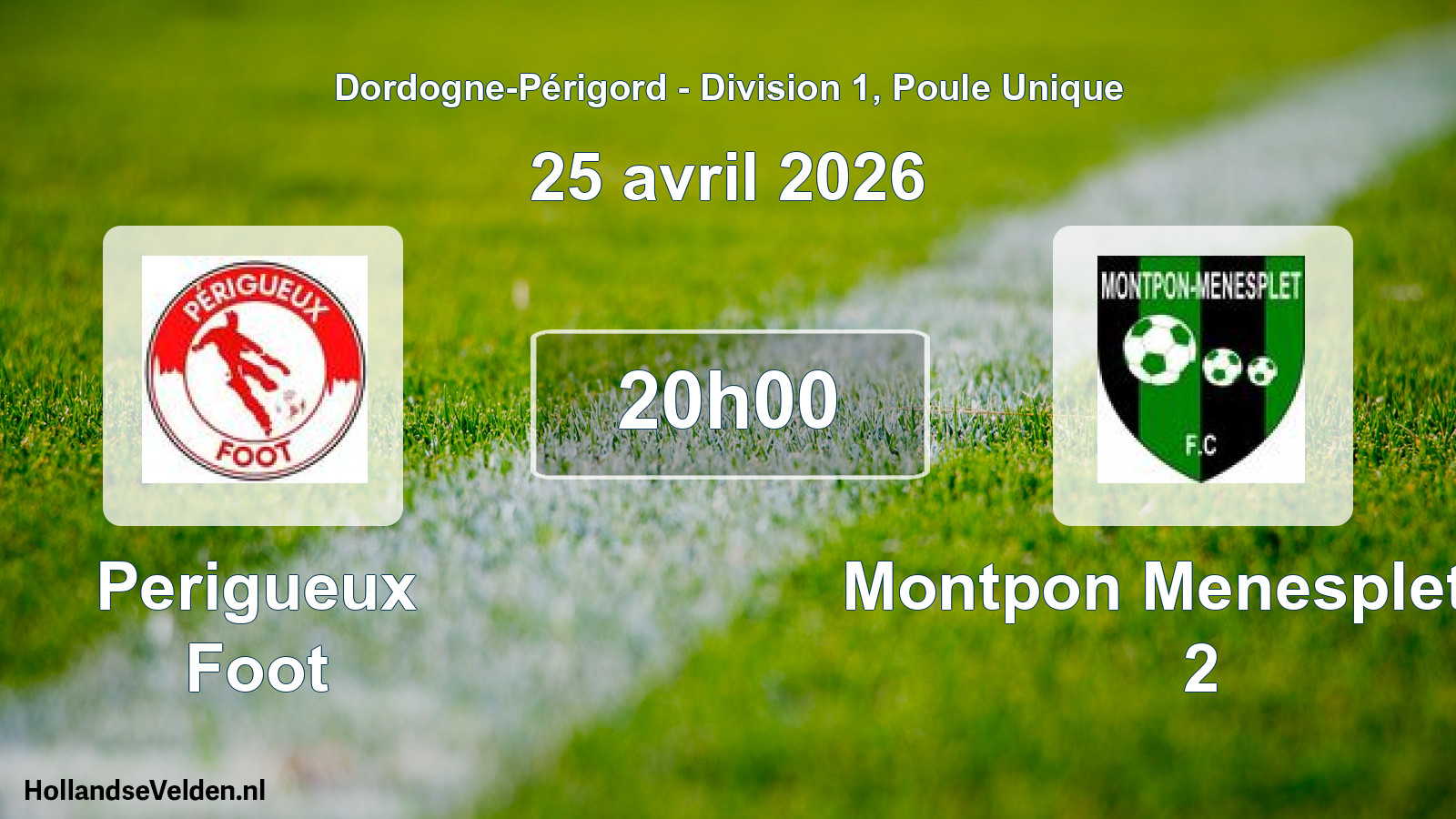 Geplande wedstrijd: Perigueux Foot - Montpon Menesplet Fc 2 (25 avril 2026)