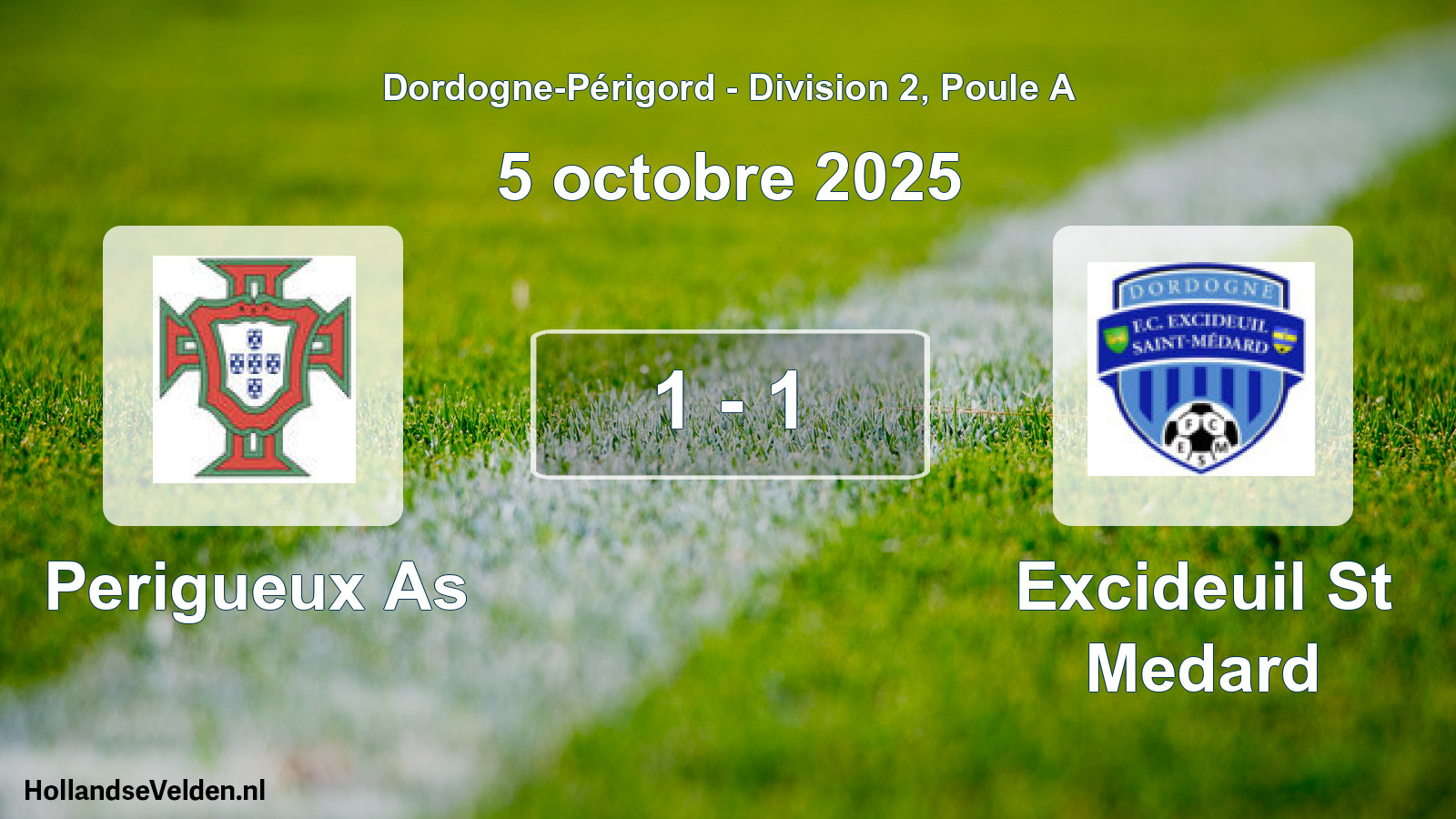 Gespeelde wedstrijd: Perigueux As - Excideuil St Medard 1 - 1 (5 octobre 2025)
