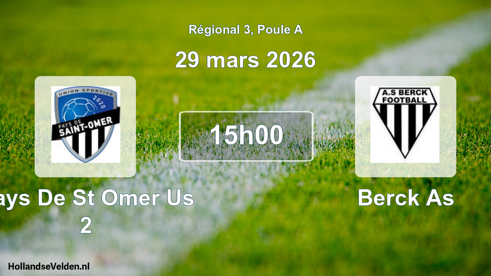 Geplande wedstrijd: Pays De St Omer Us 2 - Berck As (29 maart 2026)