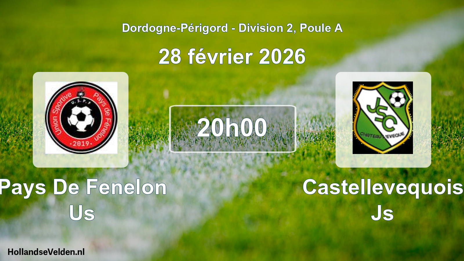 Geplande wedstrijd: Pays De Fenelon Us - Castellevequois Js (28 février 2026)