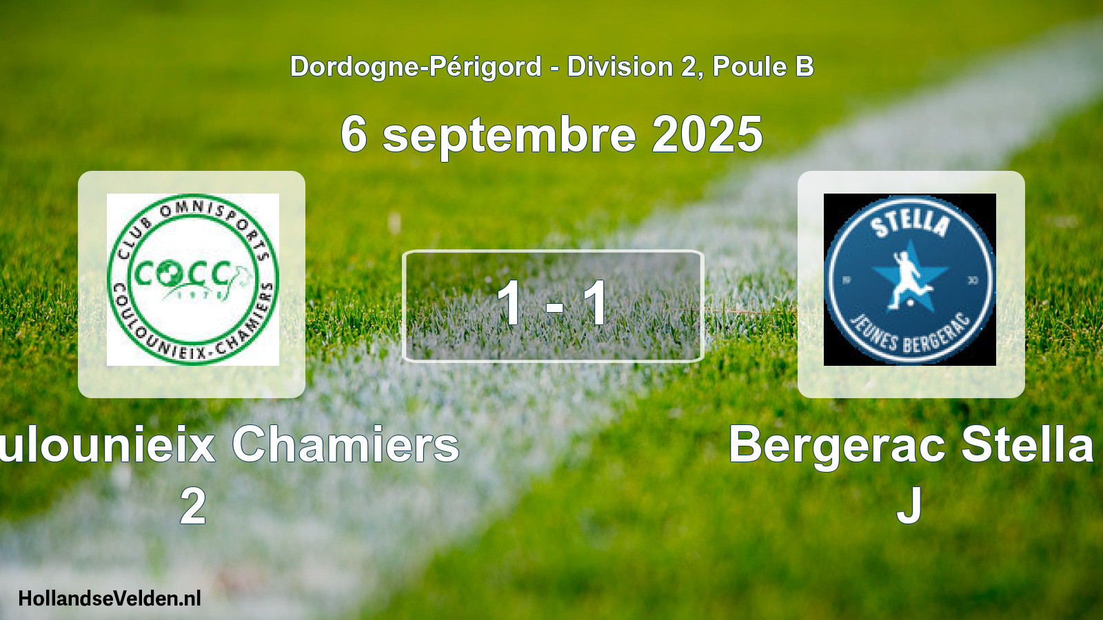 Total number of matches played: Coulounieix Chamiers 2 - Bergerac Stella J 1 - 1 (6 September 2025)