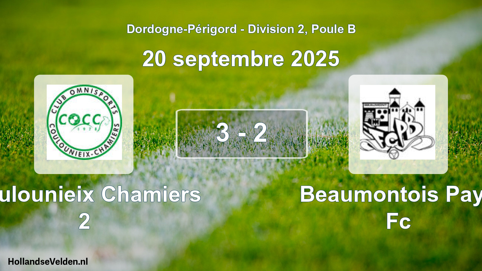 Total number of matches played: Coulounieix Chamiers 2 - Beaumontois Pays Fc 3 - 2 (20 September 2025)