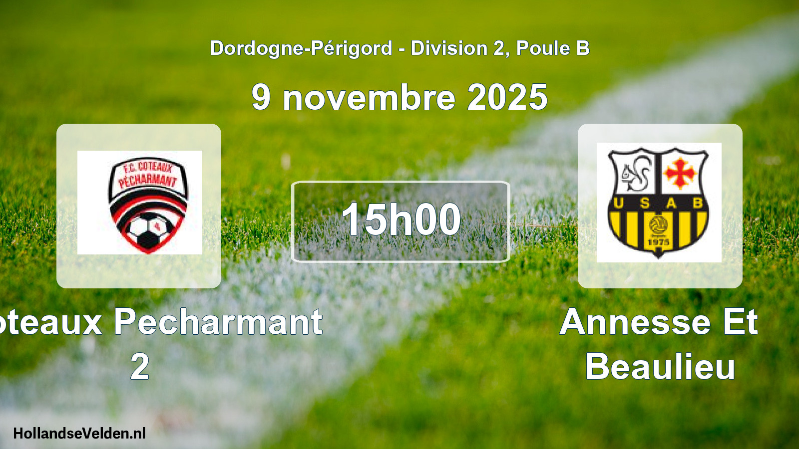 Geplande wedstrijd: Coteaux Pecharmant 2 - Annesse Et Beaulieu (9 november 2025)