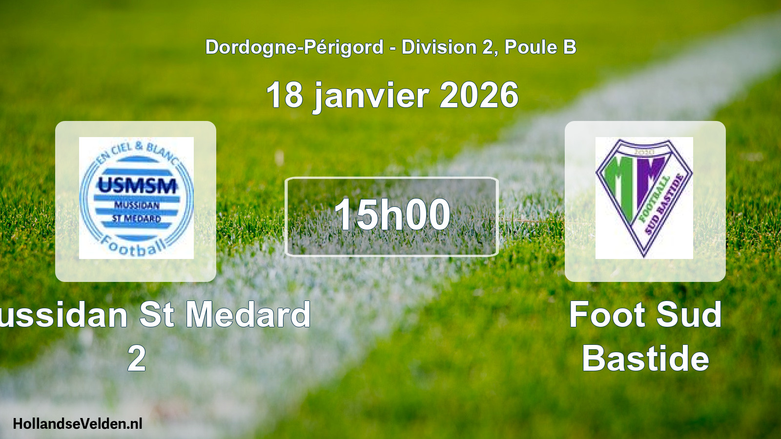 Scheduled Match: Mussidan St Medard 2 - Foot Sud Bastide (18 January 2026)