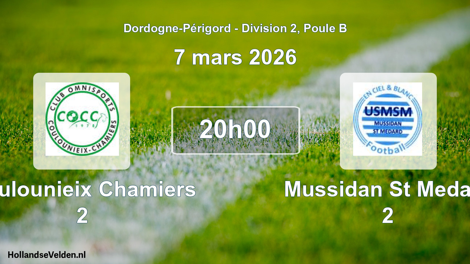 Scheduled Match: Coulounieix Chamiers 2 - Mussidan St Medard 2 (7 March 2026)