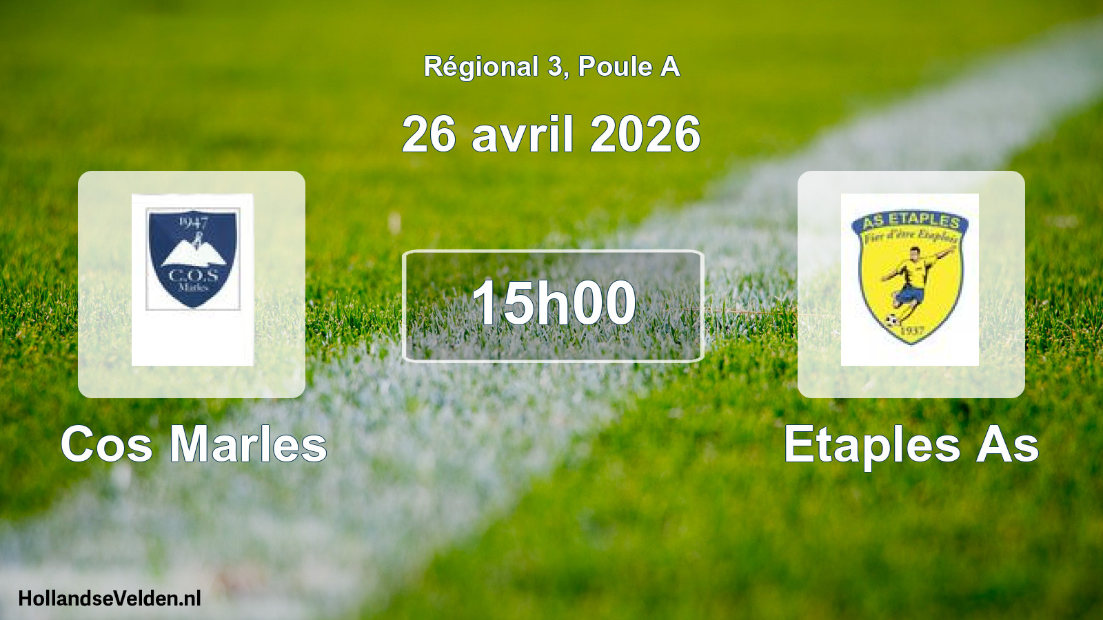 Geplande wedstrijd: Cos Marles - Etaples As (26 avril 2026)