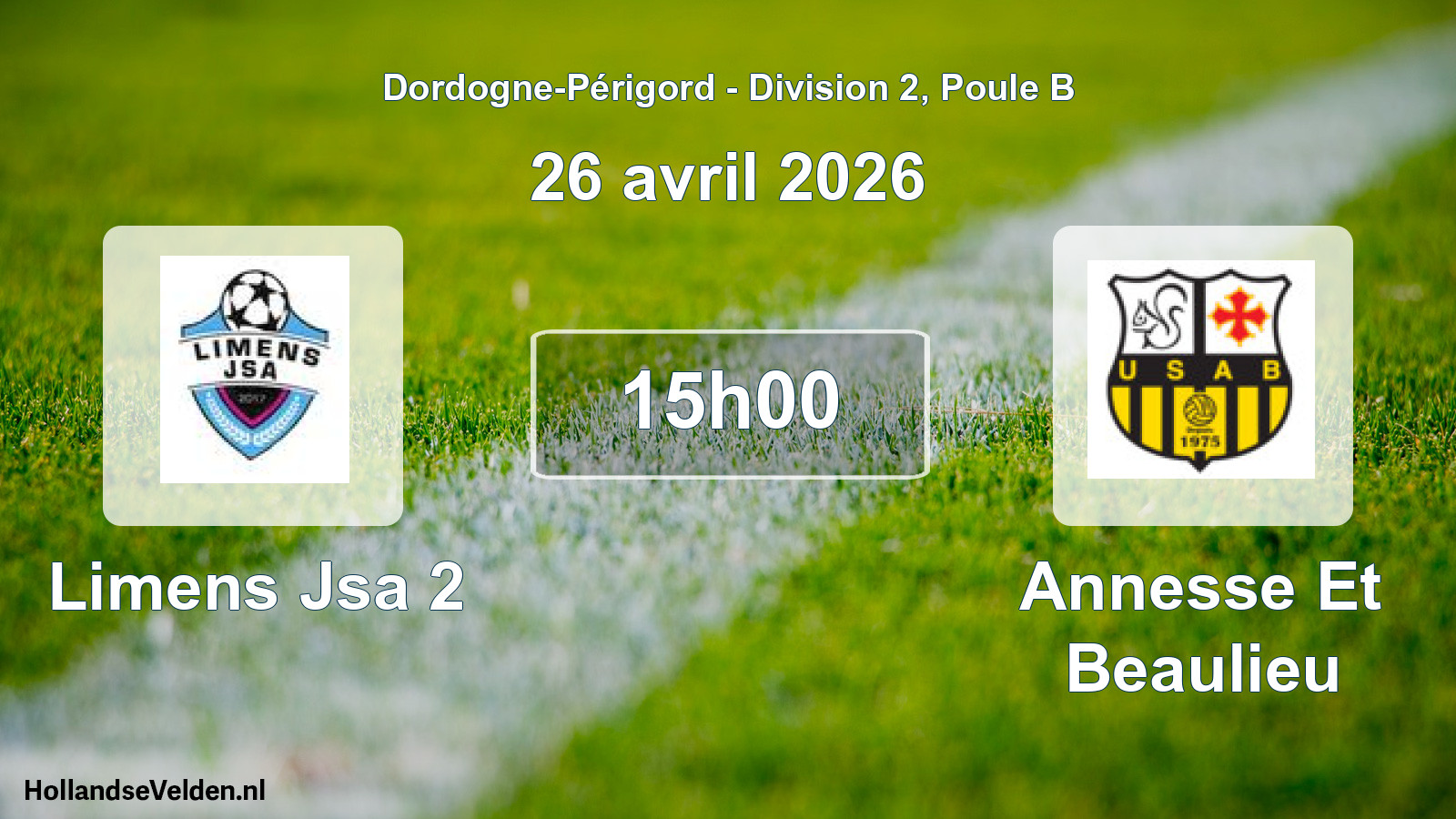 Geplande wedstrijd: Limens Jsa 2 - Annesse Et Beaulieu (26 april 2026)