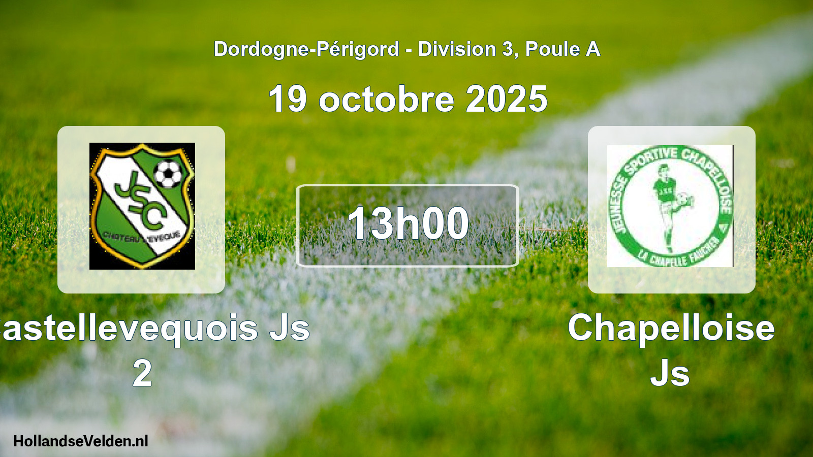 Geplande wedstrijd: Castellevequois Js 2 - Chapelloise Js (19 octobre 2025)