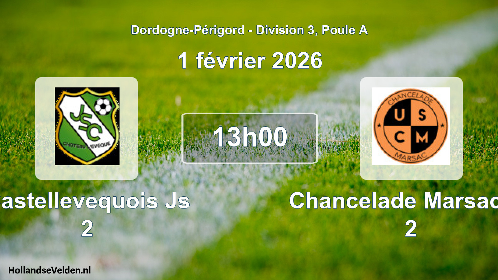 Geplande wedstrijd: Castellevequois Js 2 - Chancelade Marsac 24 2 (1 février 2026)