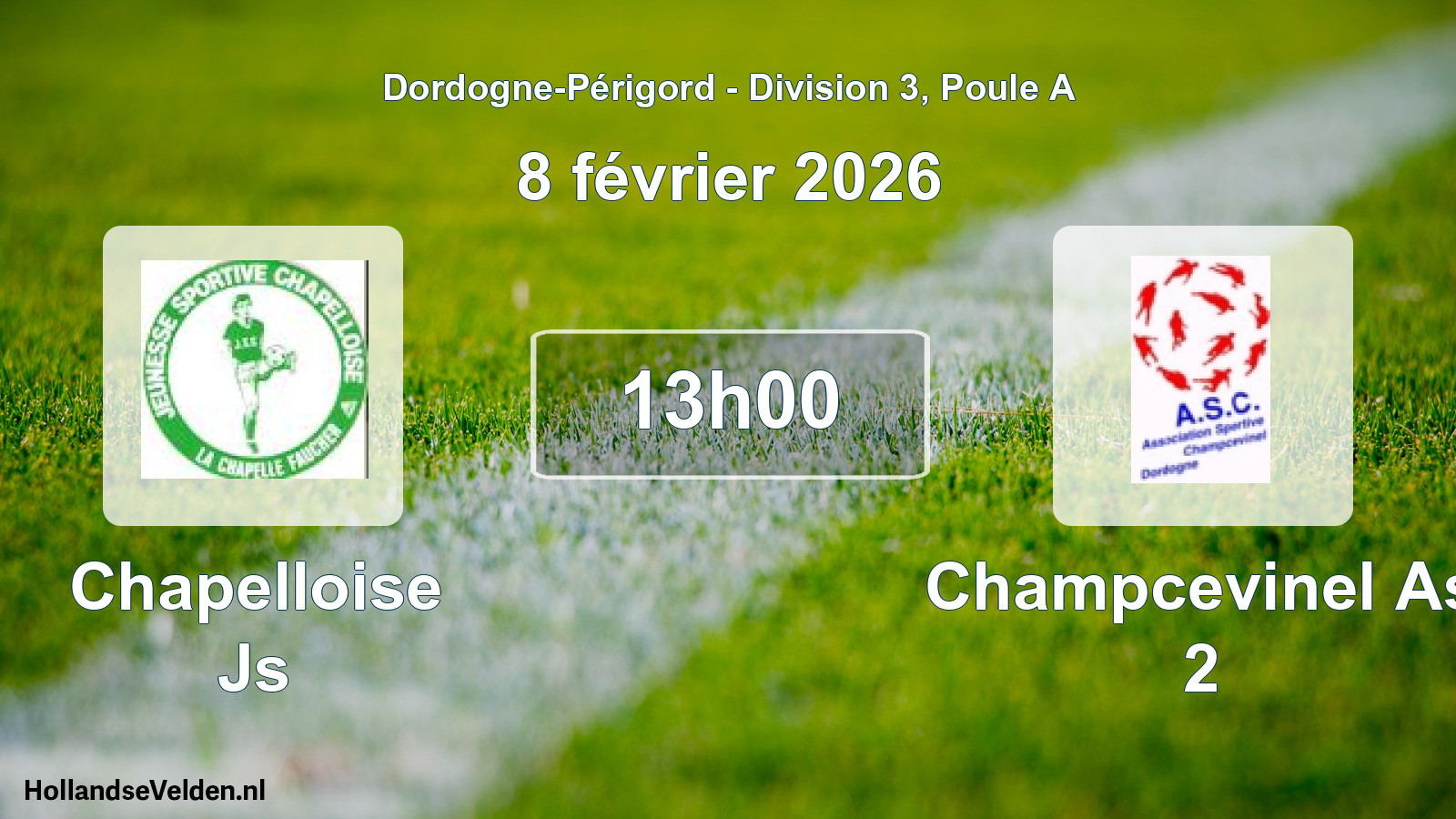 Geplande wedstrijd: Chapelloise Js - Champcevinel As 2 (8 février 2026)
