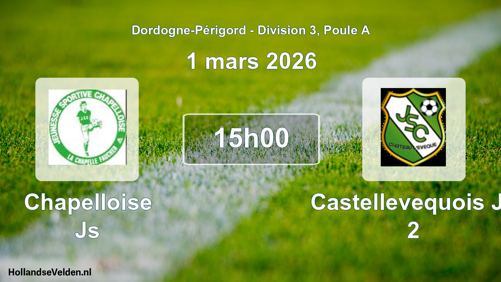 Geplande wedstrijd: Chapelloise Js - Castellevequois Js 2 (1 maart 2026)