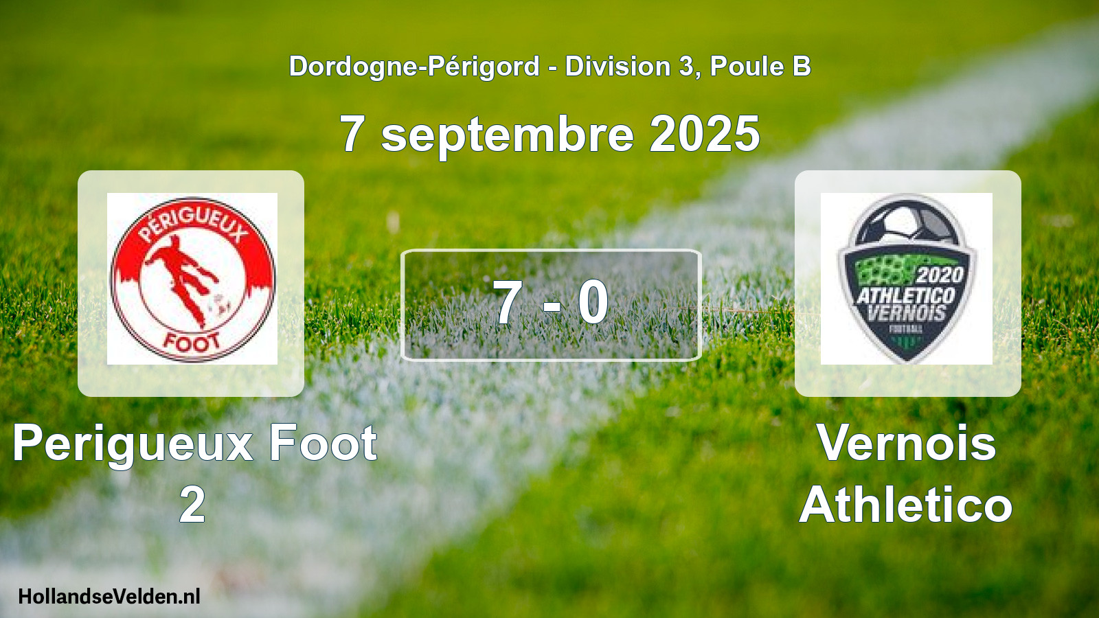 Total number of matches played: Perigueux Foot 2 - Vernois Athletico 7 - 0 (7 September 2025)