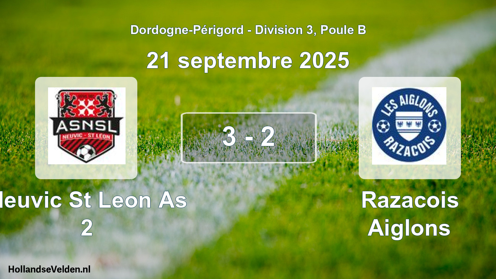 Gespeelde wedstrijd: Neuvic St Leon As 2 - Razacois Aiglons 3 - 2 (21 septembre 2025)
