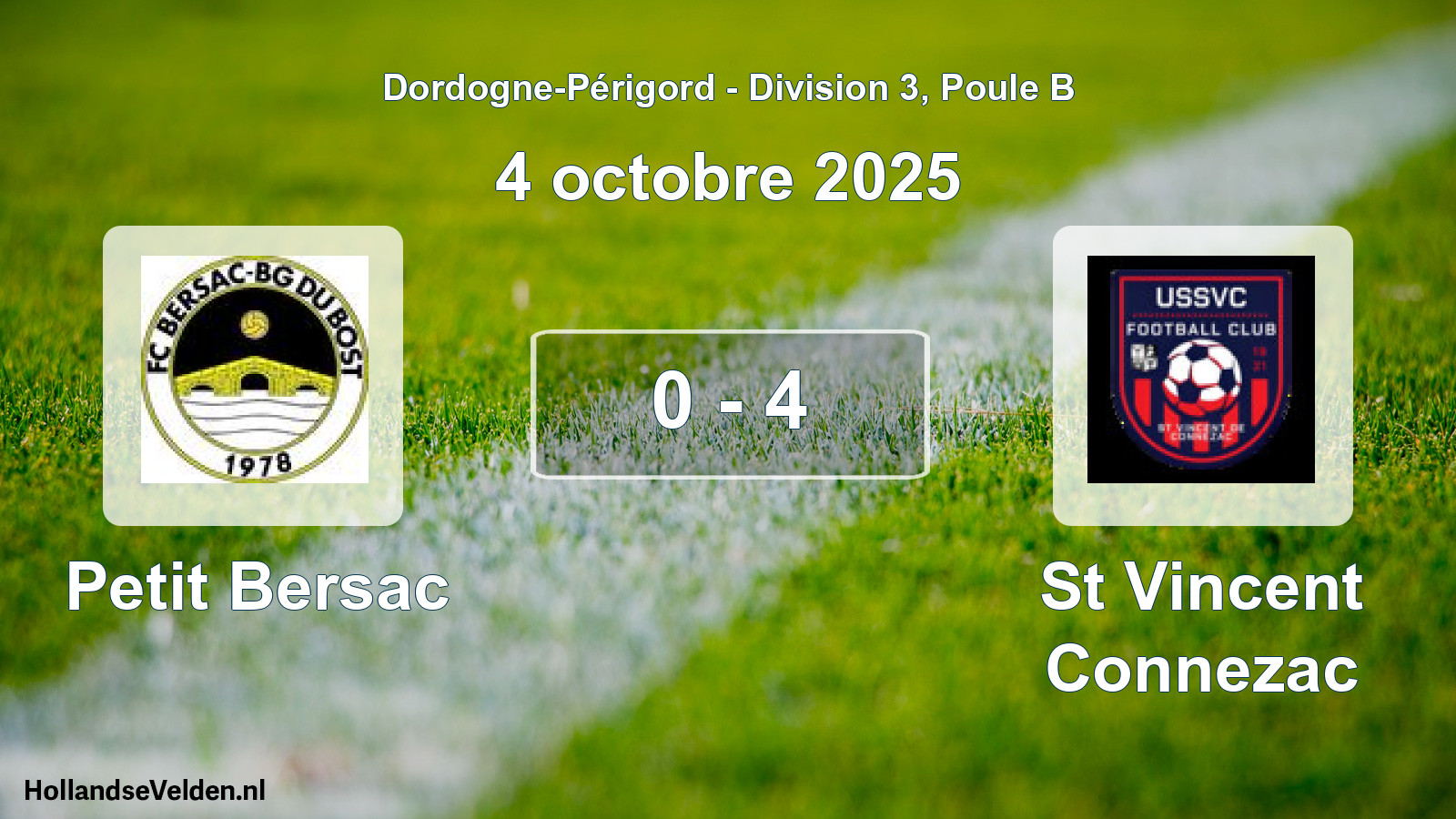 Total number of matches played: Petit Bersac - St Vincent Connezac 0 - 4 (4 October 2025)