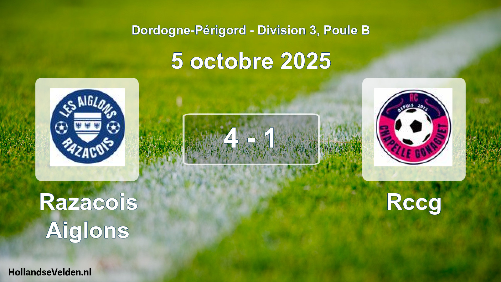 Gespeelde wedstrijd: Razacois Aiglons - Rccg 4 - 1 (5 octobre 2025)