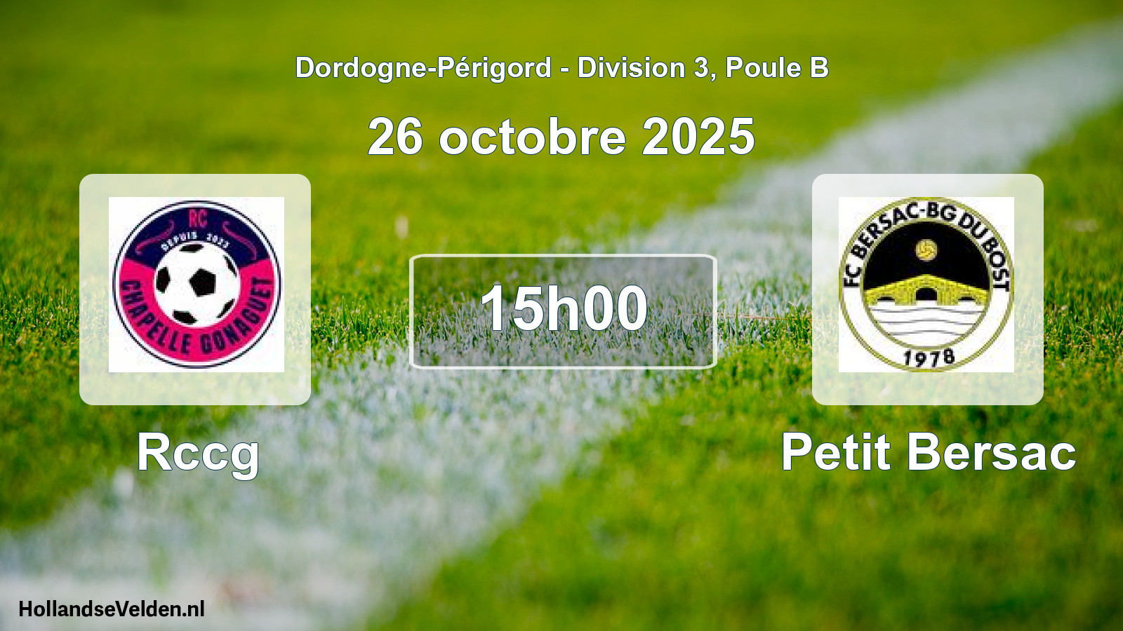 Geplande wedstrijd: Rccg - Petit Bersac (26 octobre 2025)