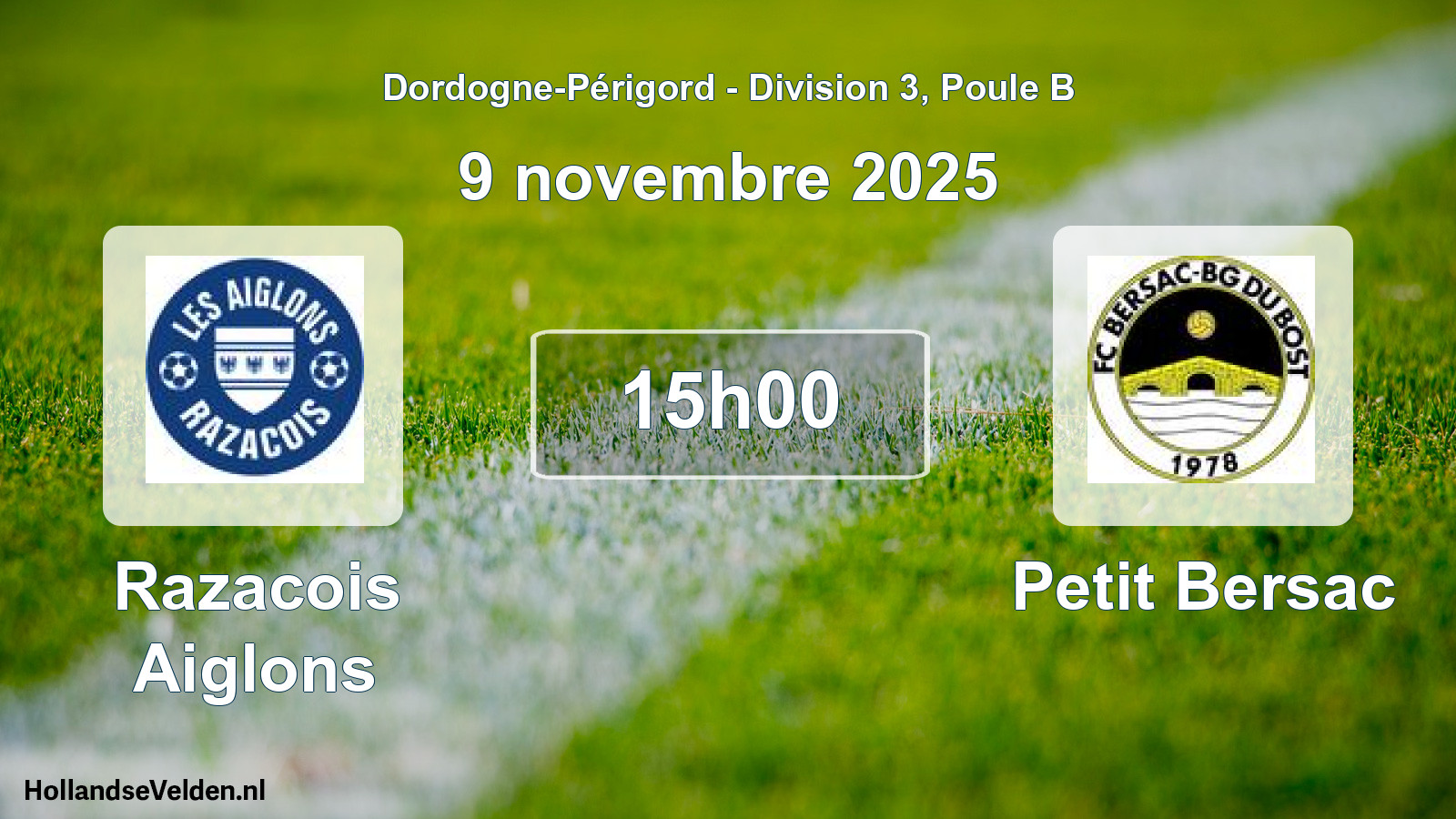 Geplande wedstrijd: Razacois Aiglons - Petit Bersac (9 novembre 2025)