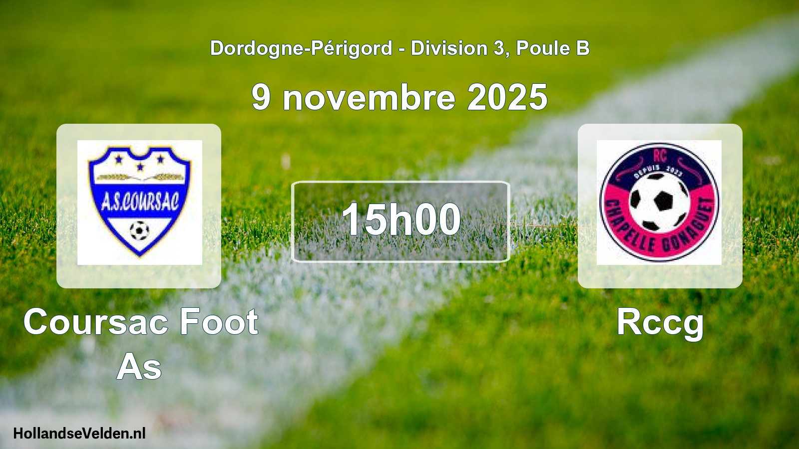 Scheduled Match: Coursac Foot As - Rccg (9 November 2025)