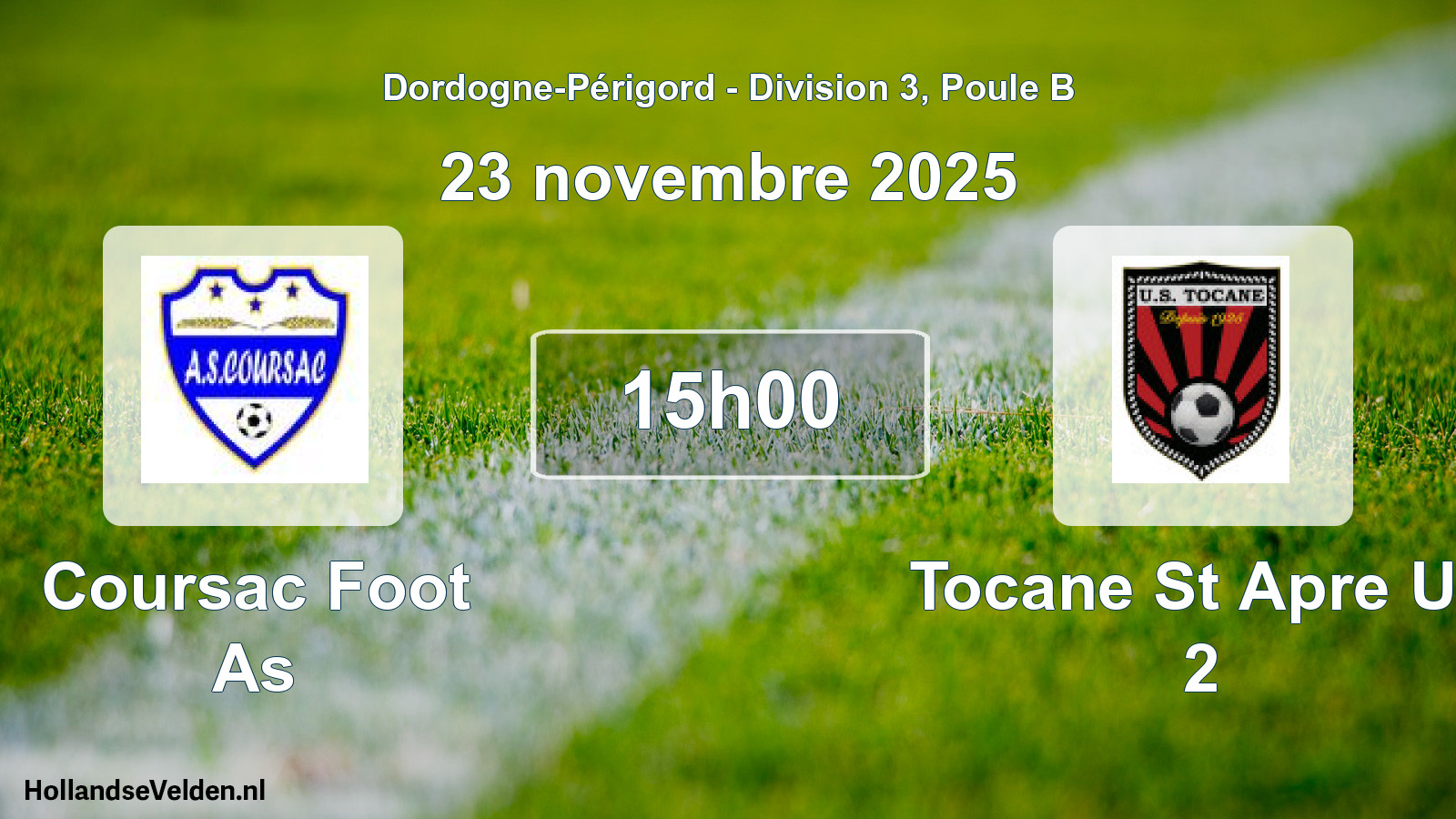 Scheduled Match: Coursac Foot As - Tocane St Apre Us 2 (23 November 2025)