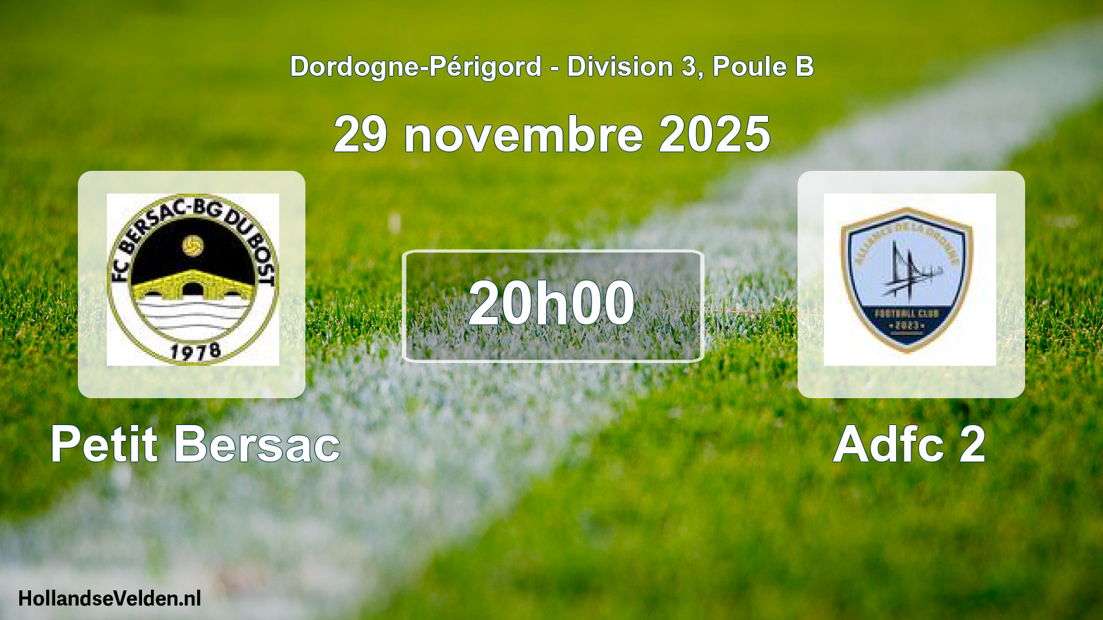Geplande wedstrijd: Petit Bersac - Adfc 2 (29 novembre 2025)