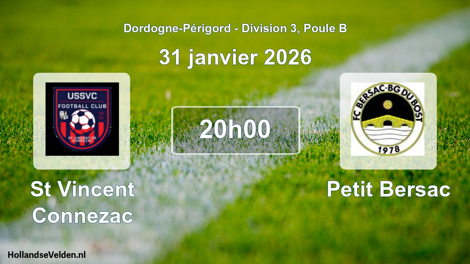Geplande wedstrijd: St Vincent Connezac - Petit Bersac (31 janvier 2026)