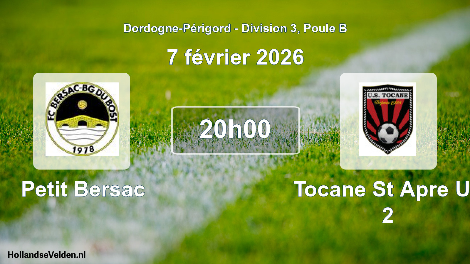Geplande wedstrijd: Petit Bersac - Tocane St Apre Us 2 (7 février 2026)