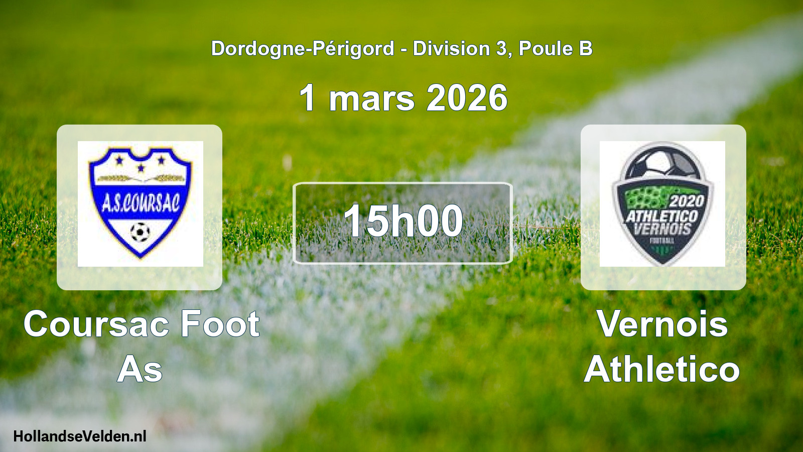 Scheduled Match: Coursac Foot As - Vernois Athletico (1 March 2026)