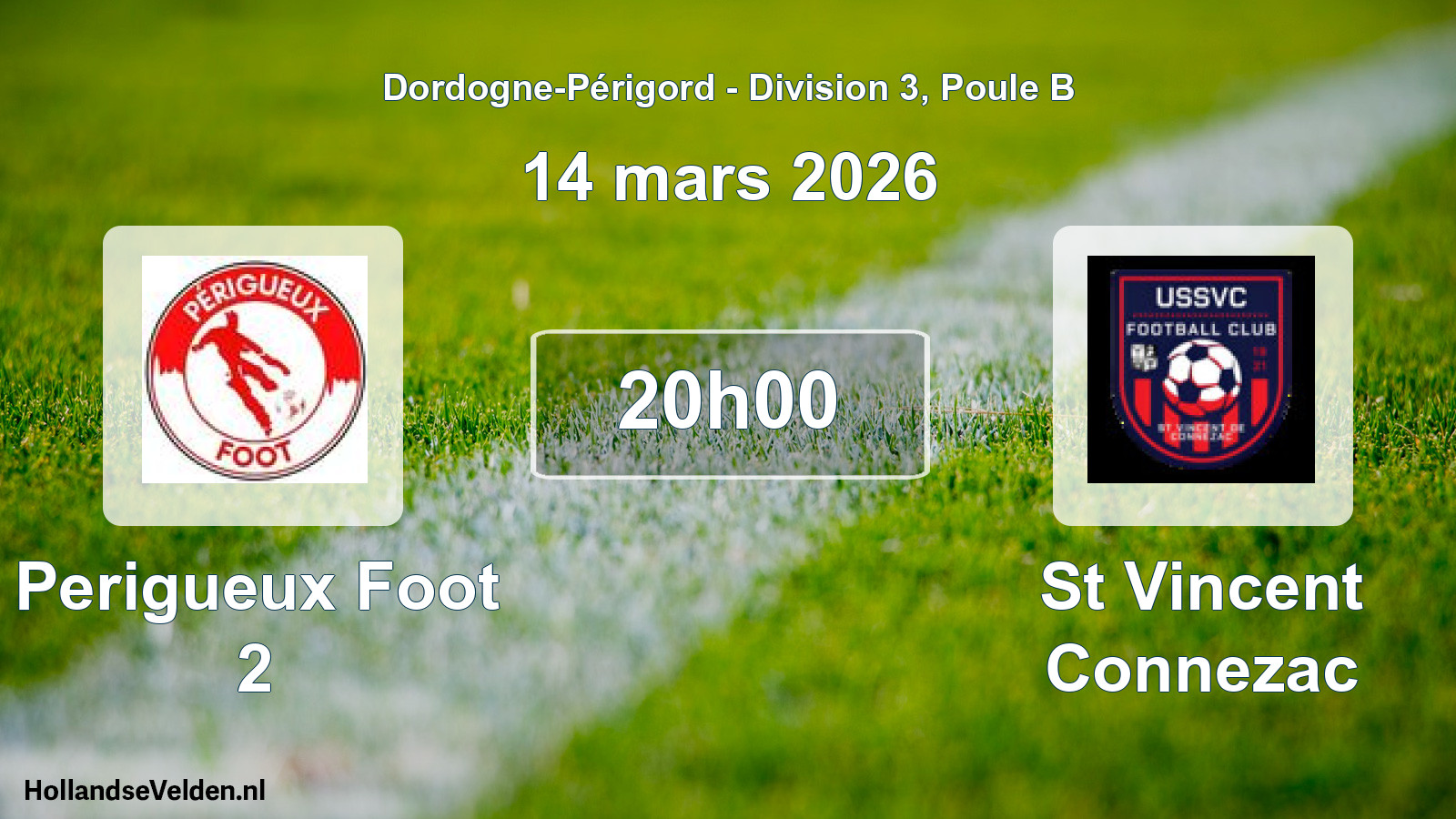 Geplande wedstrijd: Perigueux Foot 2 - St Vincent Connezac (14 mars 2026)