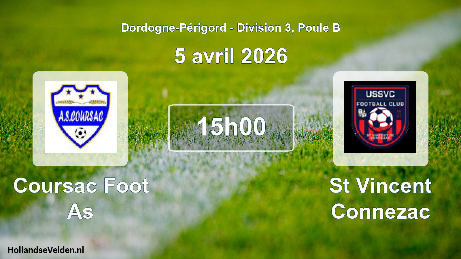 Scheduled Match: Coursac Foot As - St Vincent Connezac (5 April 2026)