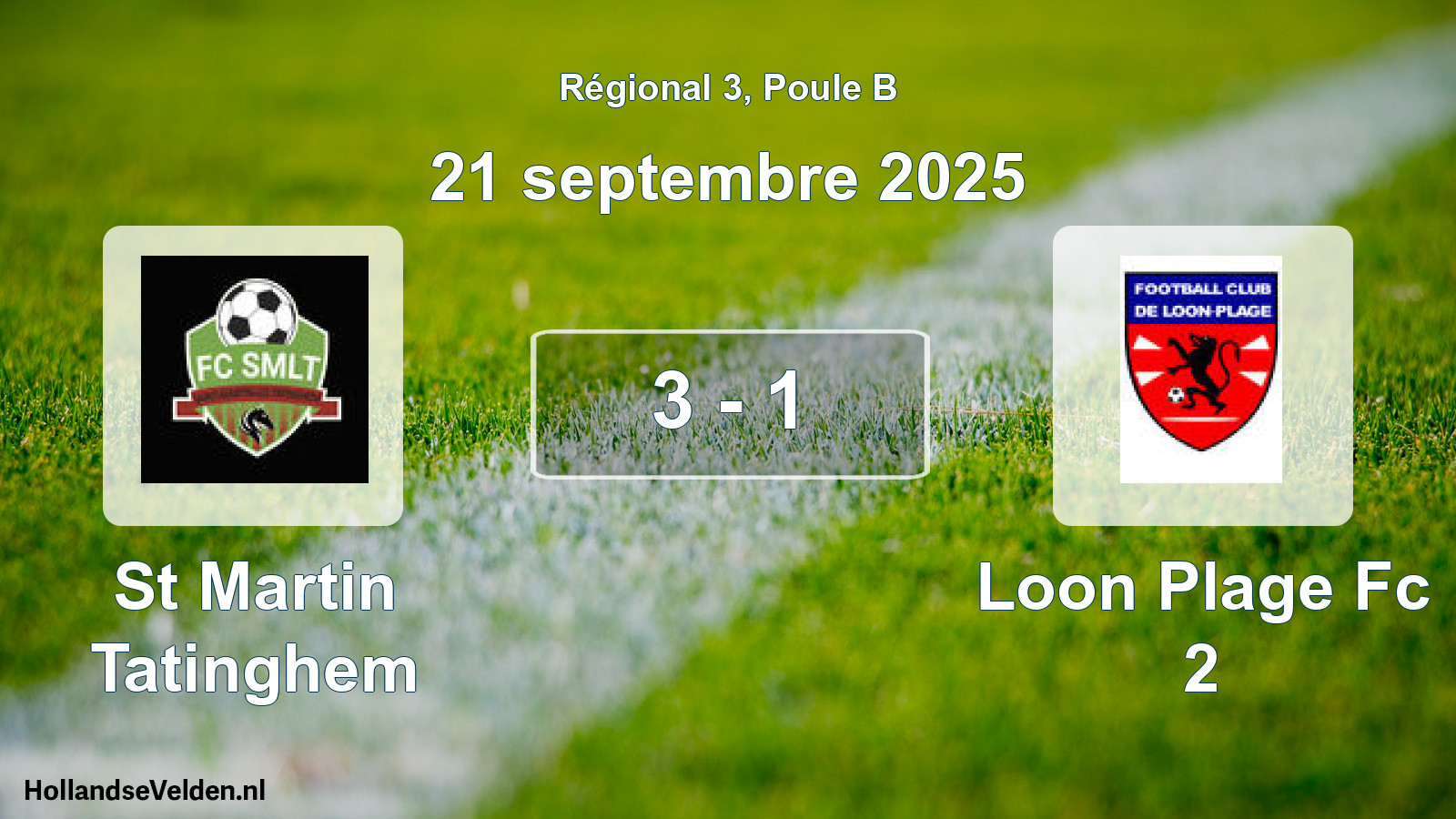 Gespeelde wedstrijd: St Martin Tatinghem - Loon Plage Fc 2 3 - 1 (21 september 2025)